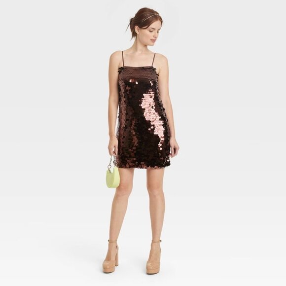 A New Day Women's Paillette Mini Evening Party Shift Slip Sequin Dress NWT - Picture 1 of 6